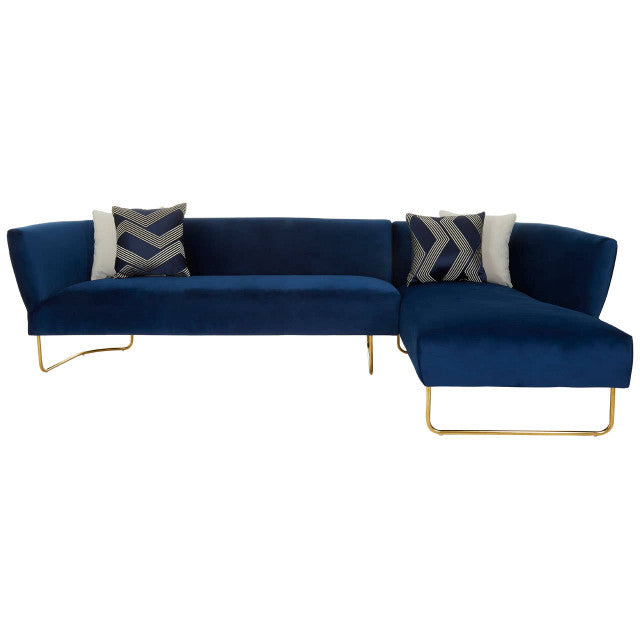 Renee 5 Seat Dark Blue Velvet Corner Sofa