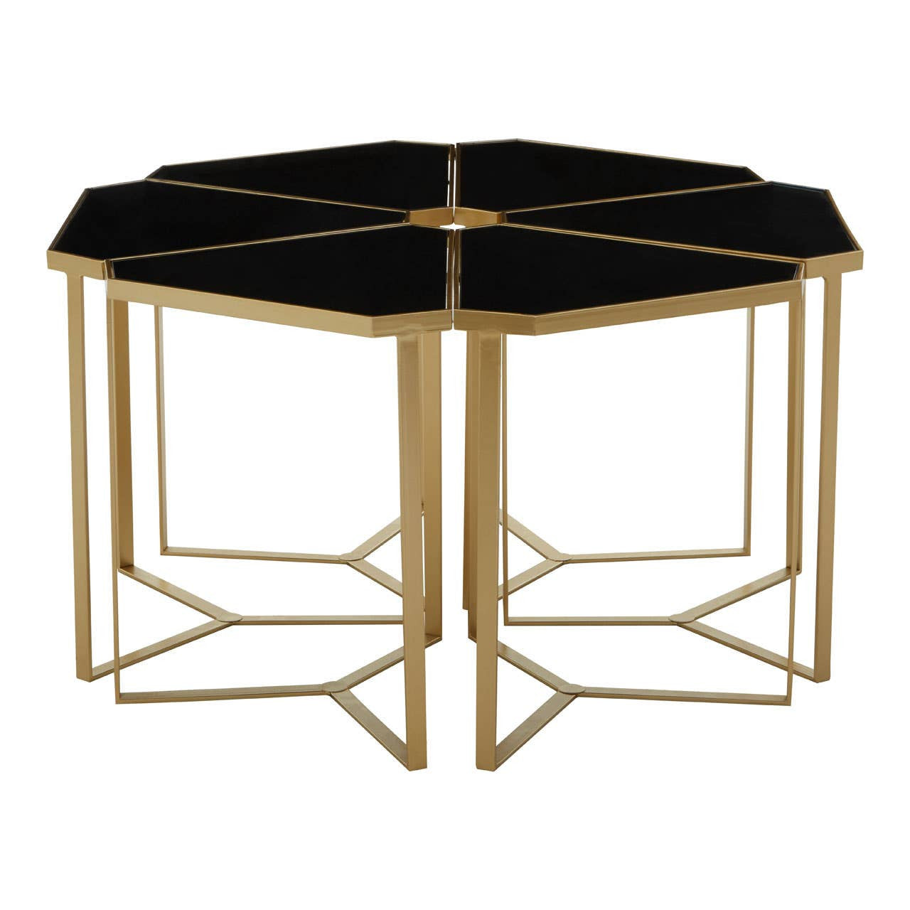 Jodie Six Piece Black Top And Gold Frame Table Set