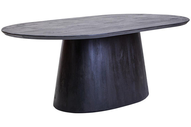 Perdoba Mango Wood Oval Dining Table in Black Finish