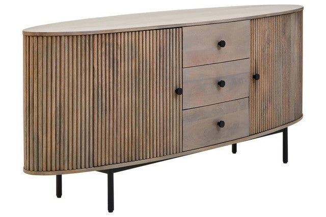 Torello Three Drawer Grey Mango Wood Sideboard