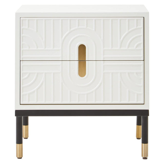 Danta 2 Drawer Side Table in Off White