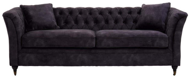 Sabrina Three Seat Grey Velvet Sofa