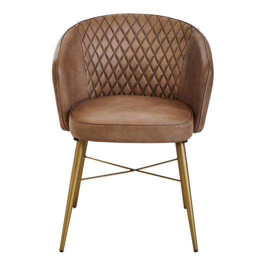 Buffalo Grey Leather Chair With Gold Finish Legs