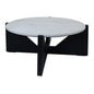 Winton Travertine Top Coffee Table With Black Acacia Wood Frame