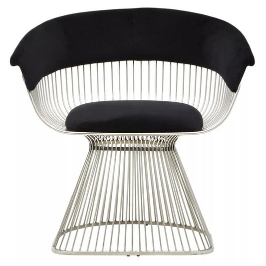 Vogue Black Velvet and Silver Frame Chair