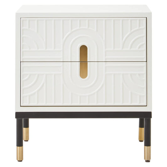 Danta 2 Drawer Side Table in Off White