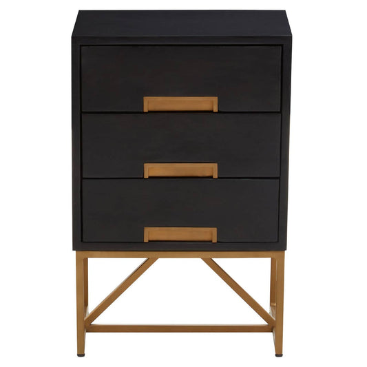 Kochi Black Side Table with 3 Drawers