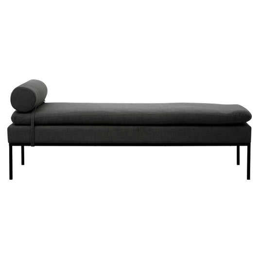 Harley Dark Grey Linen Textured Iron Frame Day Bed