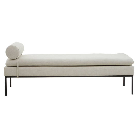 Harley Natural Linen Textured Iron Frame Day Bed