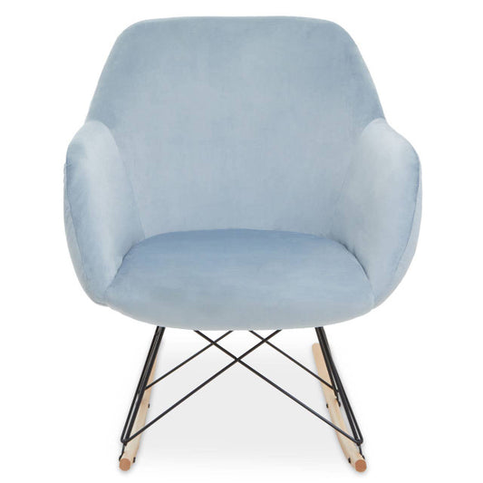 Stockholm Small Blue Velvet Rocking Chair