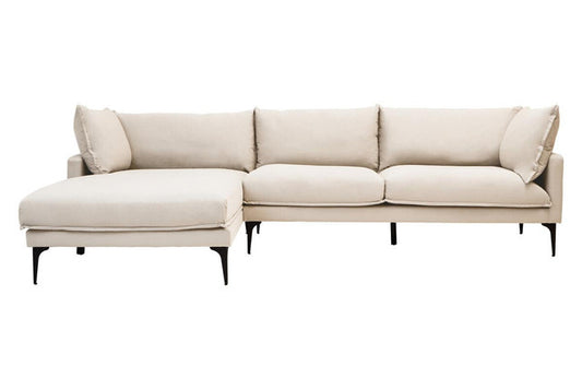 Troyes Cream Three Seat Left Chaise Sofa