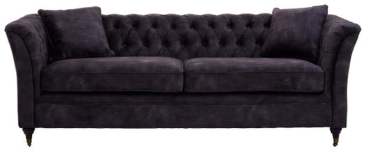 Sabrina Three Seat Grey Velvet Sofa
